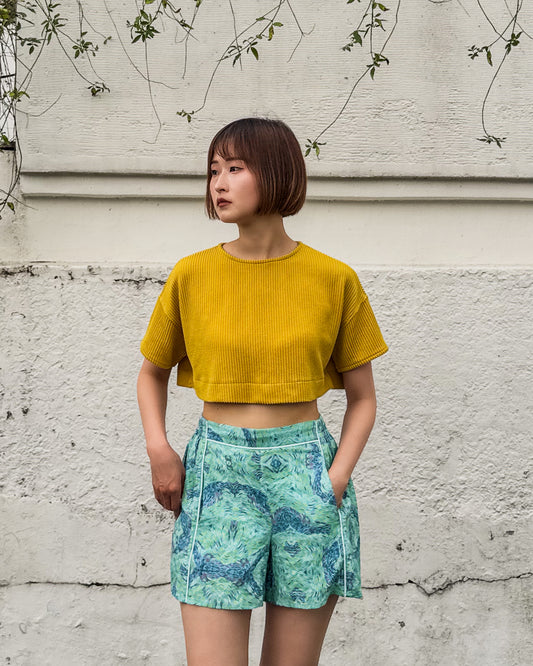 Texture Yellow Waist-up Top