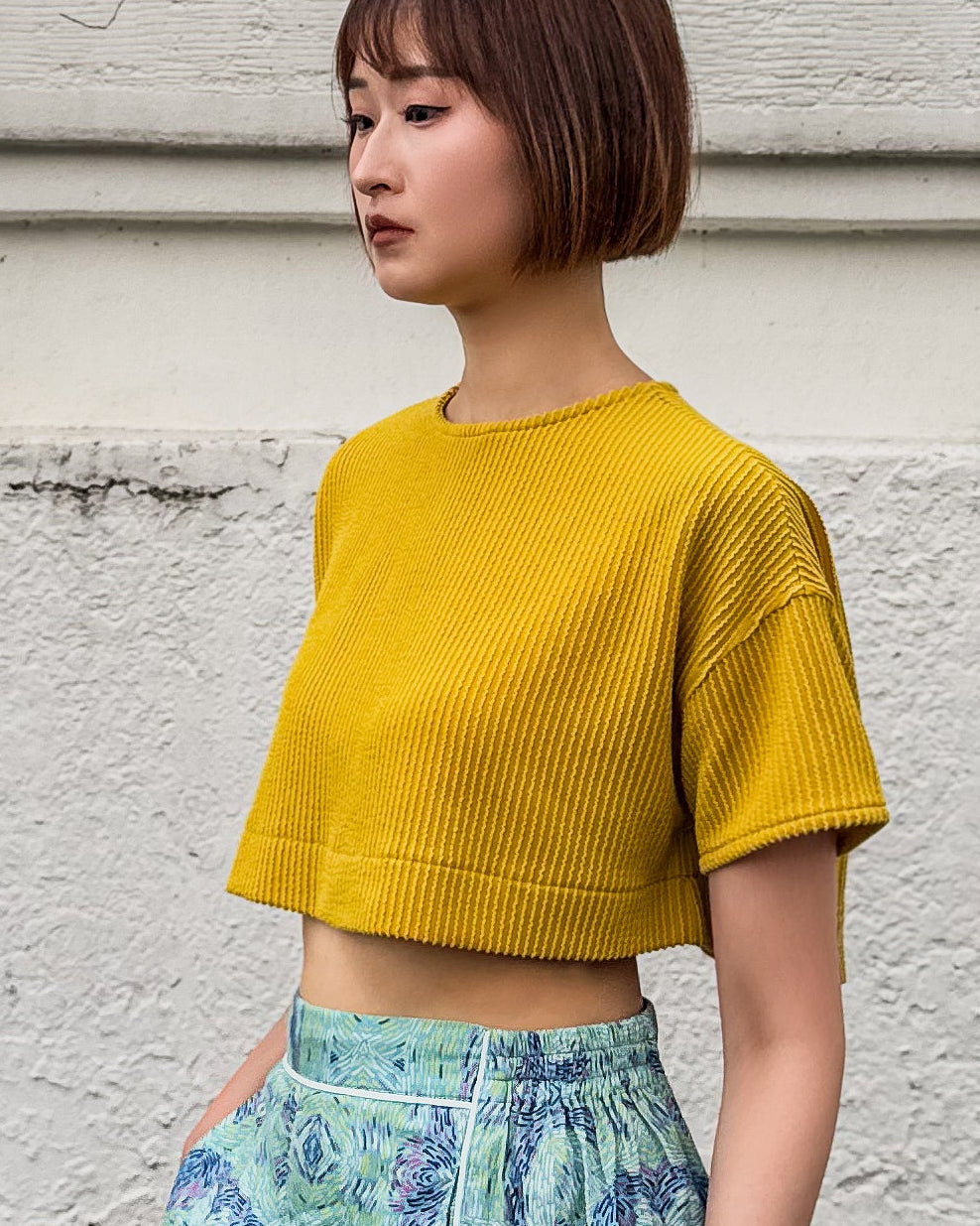 Texture Yellow Crop Top