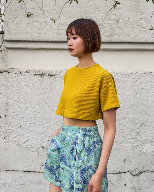 Texture Yellow Crop Top