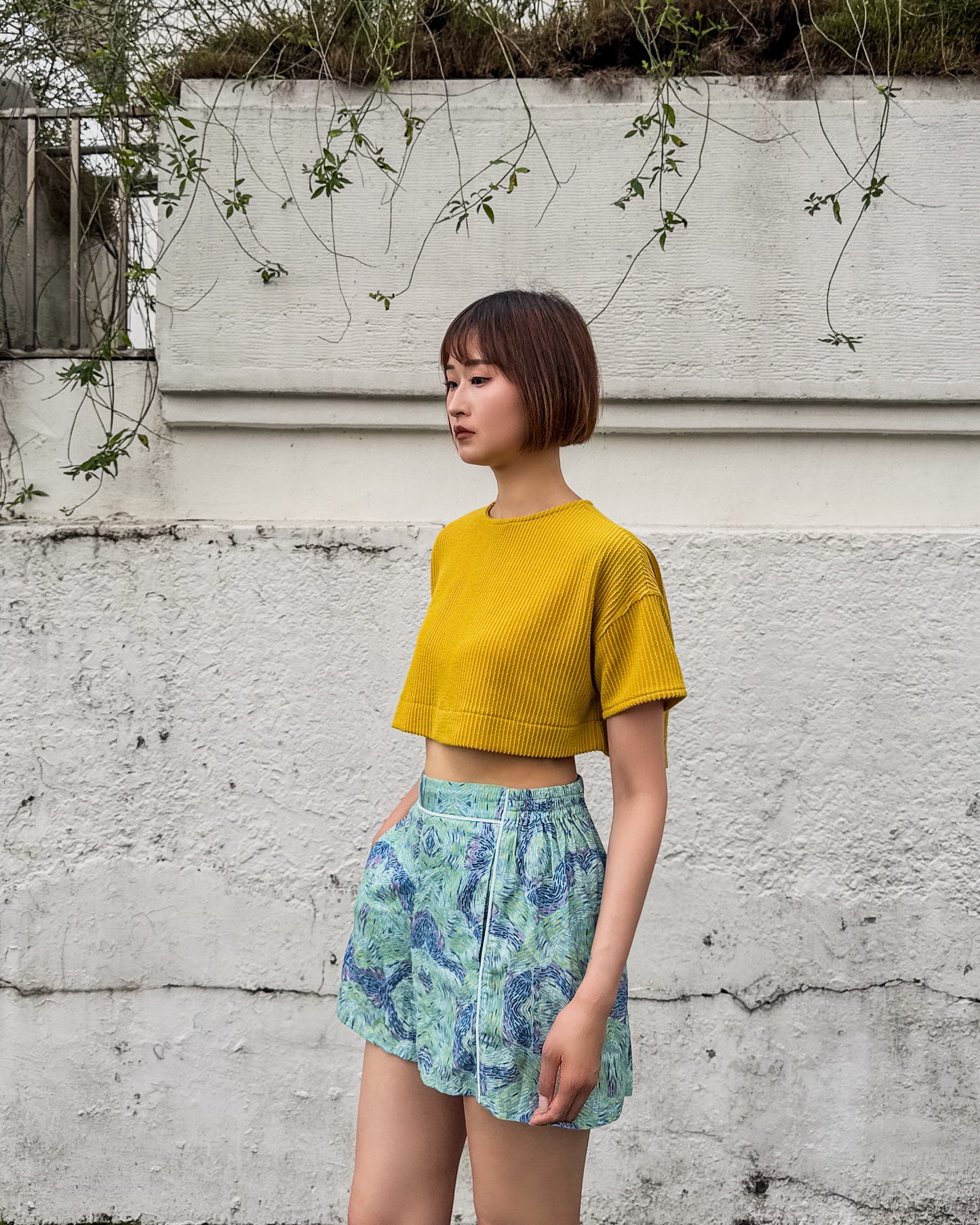 Texture Yellow Waist-up Top