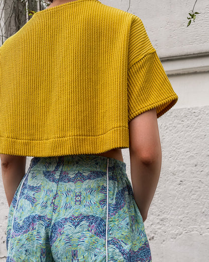 Texture Yellow Waist-up Top